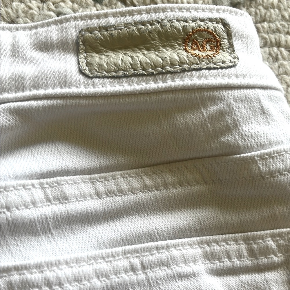 AG White Denim Jeans with Logo Patch